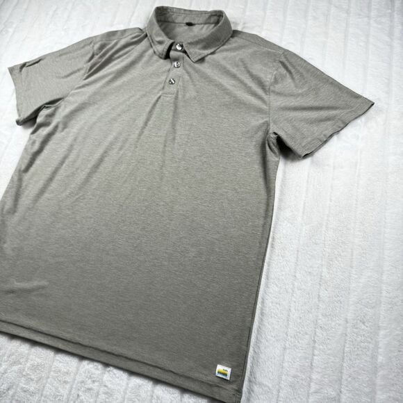 Vuori Shirt Strato Tech Polo Short Sleeve V188 Men's Large Beige Comfort Stretch - Picture 7 of 9